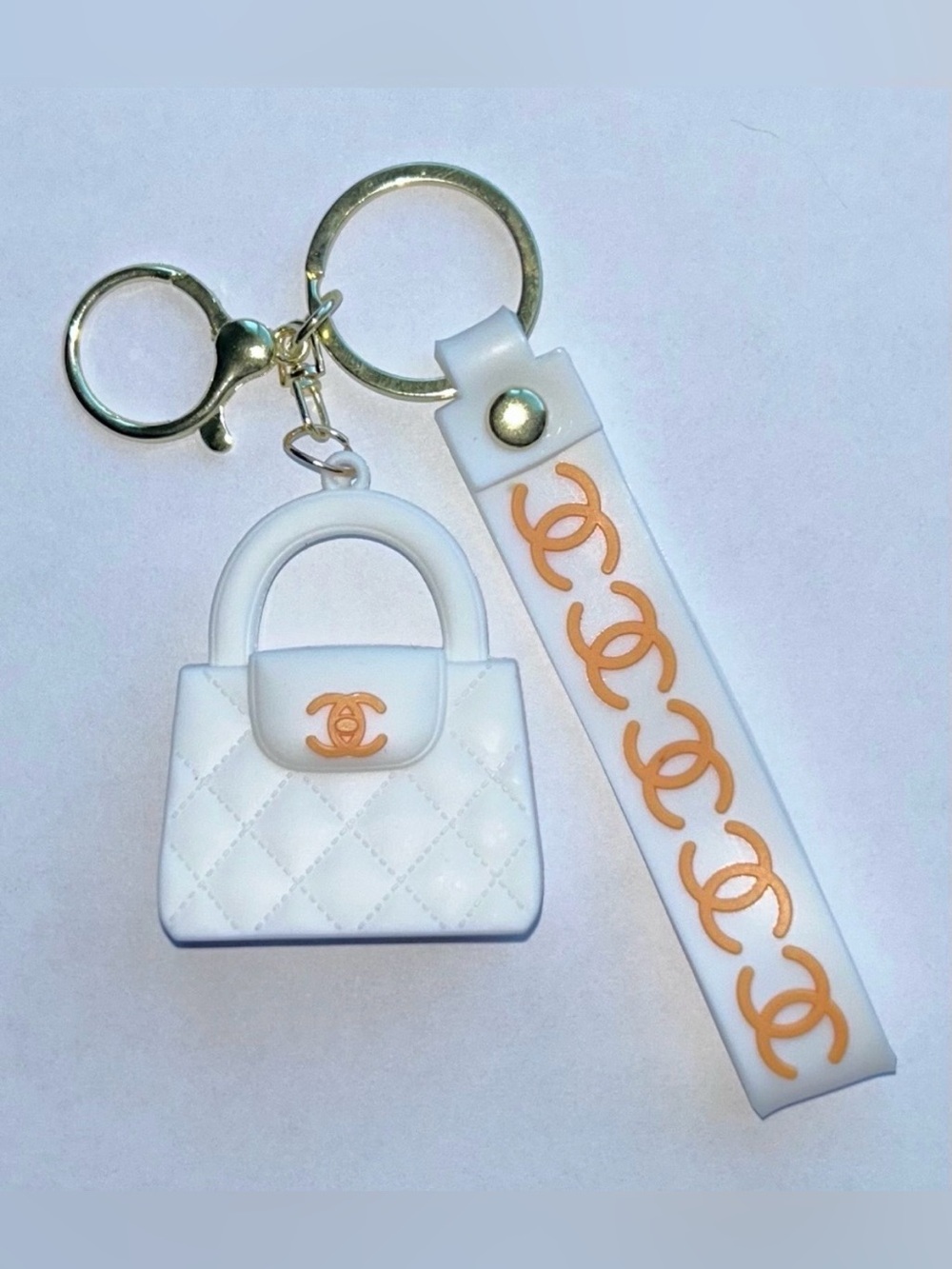 CC White Purse Keychain